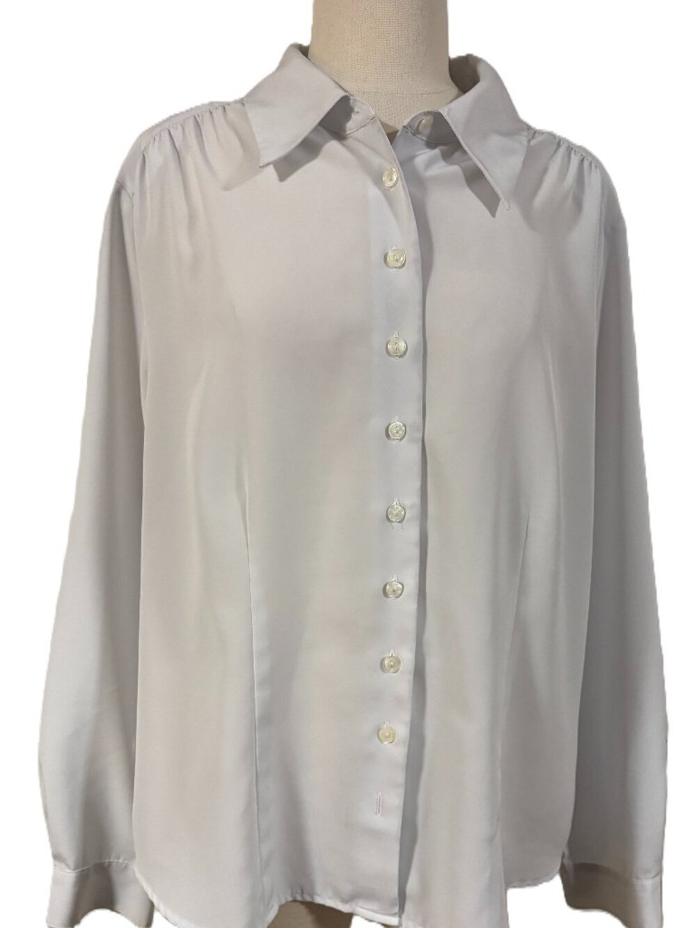 Vintage Jaclyn Smith White Button Front Blouse Size 16 80s-90s Career Core